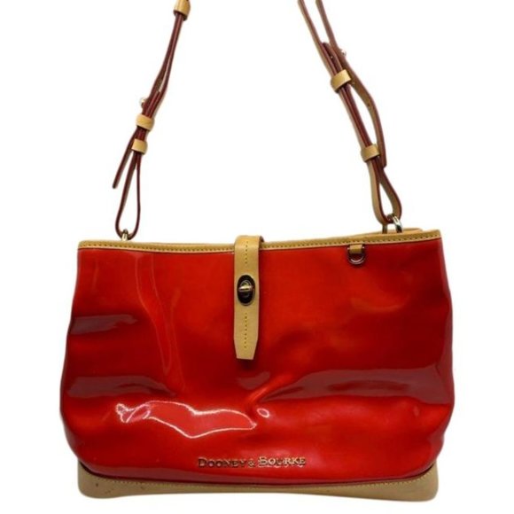 Dooney & Bourke Handbags - DOONEY & BOURKE Red Tan Large Leather Tote Bag